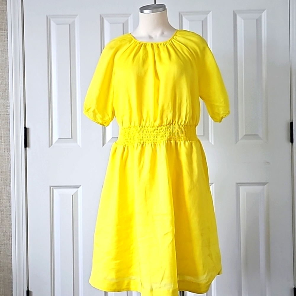 DRAPER JAMES Small Smocked Waist Dress Keyhole Tie Back size M NWOT